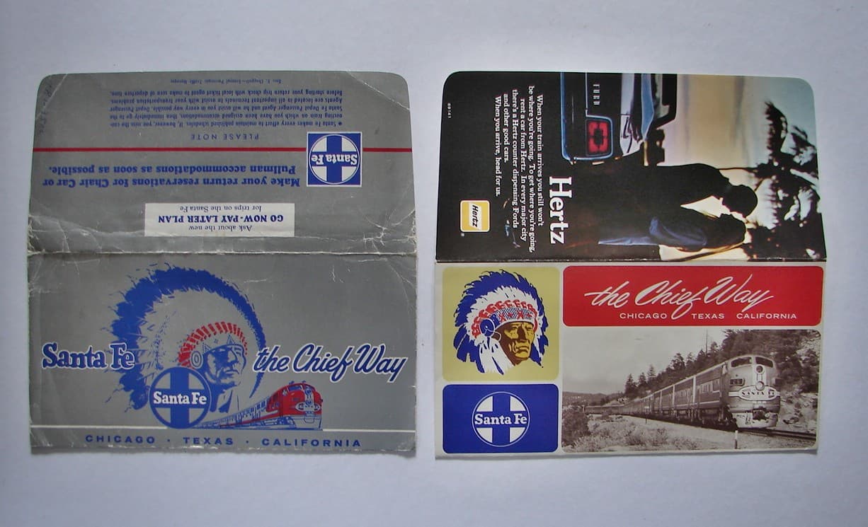 3 Railroad Passenger Ticket Envelopes Santa Fe Chief Way 1 Foil, MoPac Eagles 3