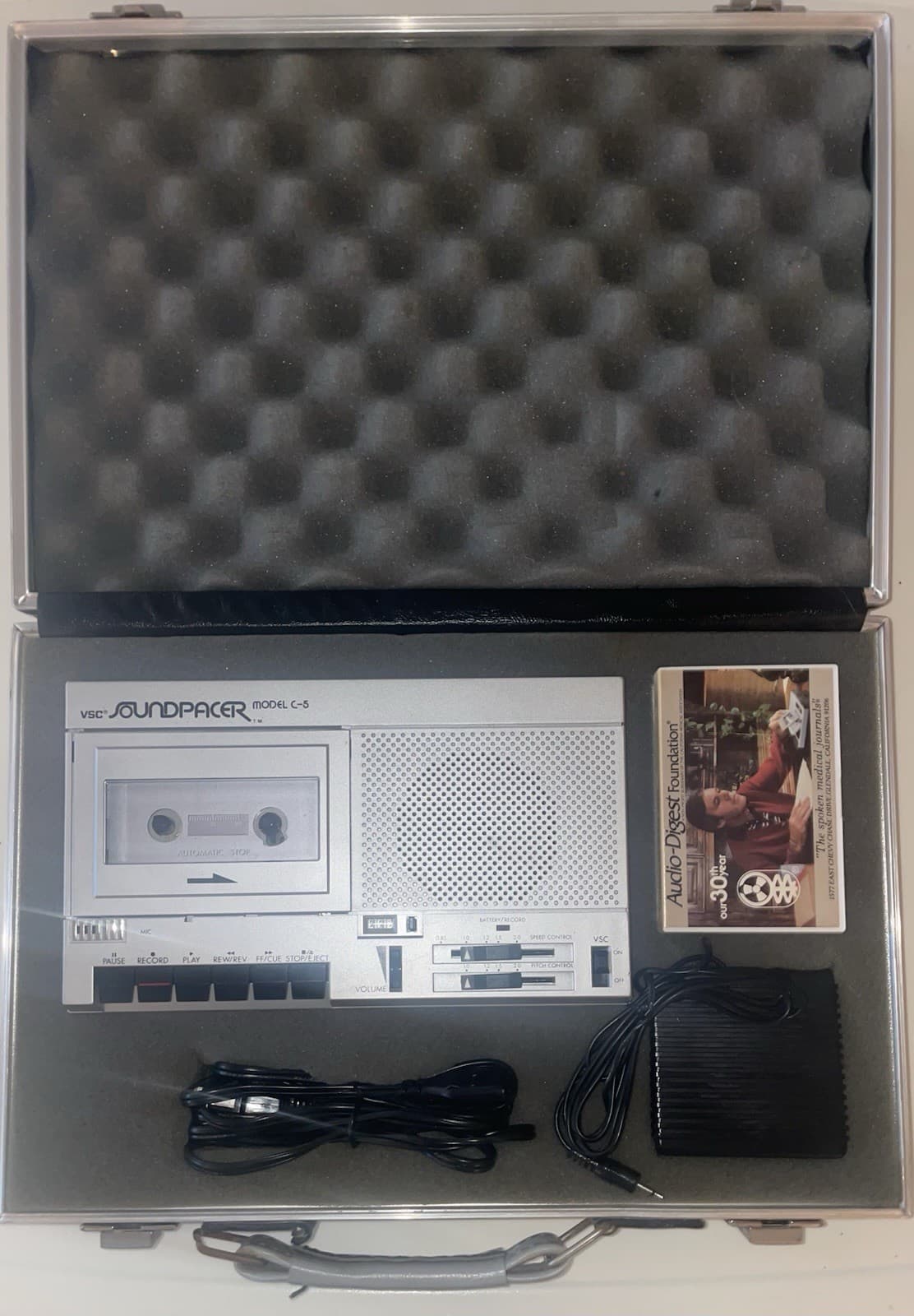 VSC Soundpacer C-5 Variable Speed Cassette Tape Recorder SET w Foot Pedal & Case
