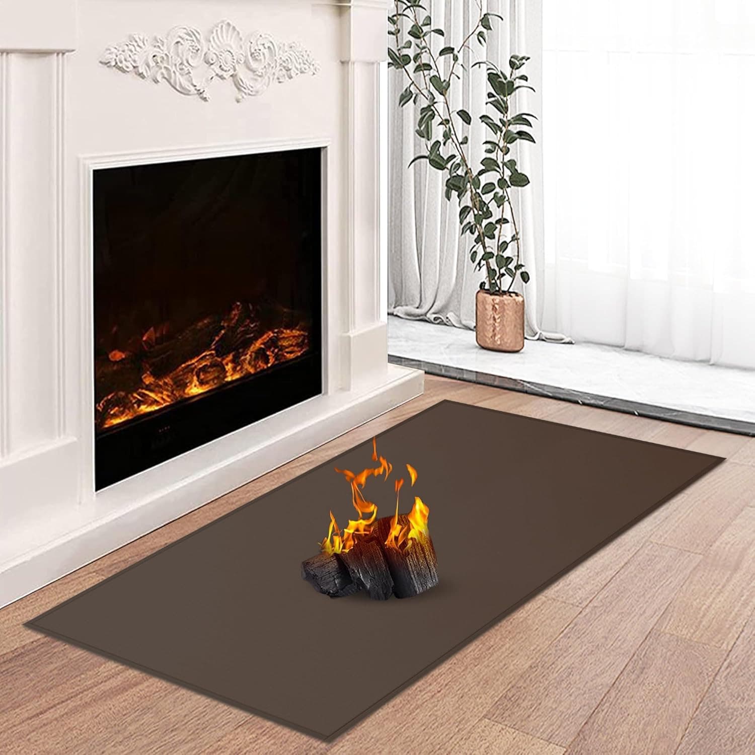 Hearth Rugs for Fireplaces Fire Resistant, 48 X 28 X 0.04 Inch Fireproof Firepla