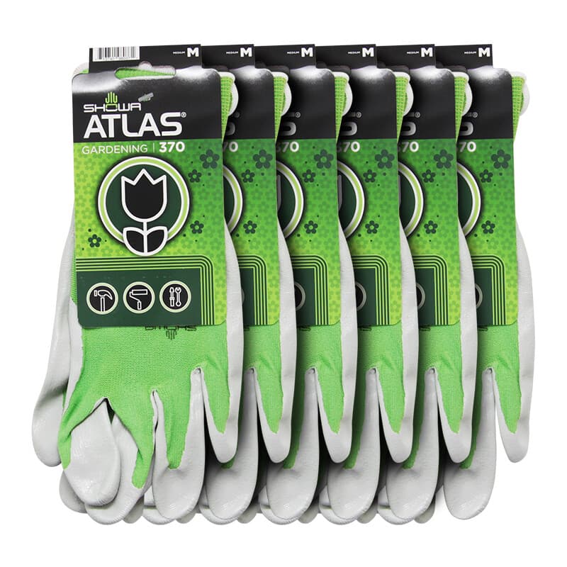 6 Pairs Atlas Showa 370 Nitrile Gloves Garden Work Paint Landscaping (ANY COLOR) 6