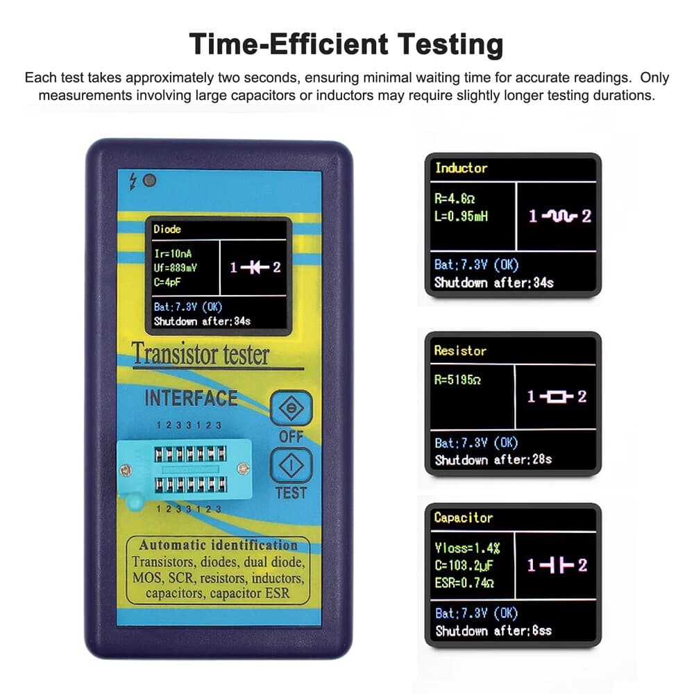 Digital Transistor Tester Diode Resistor Inductor Capacitor ESR MOS SCR Meter US 3