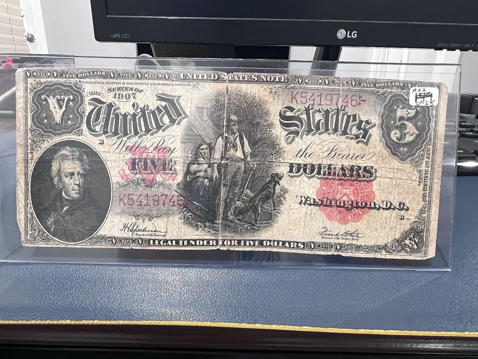 1907 $5 Horse Blanket Woodchopper Pcblic Error Low Grade and Affordable (AZX) 3