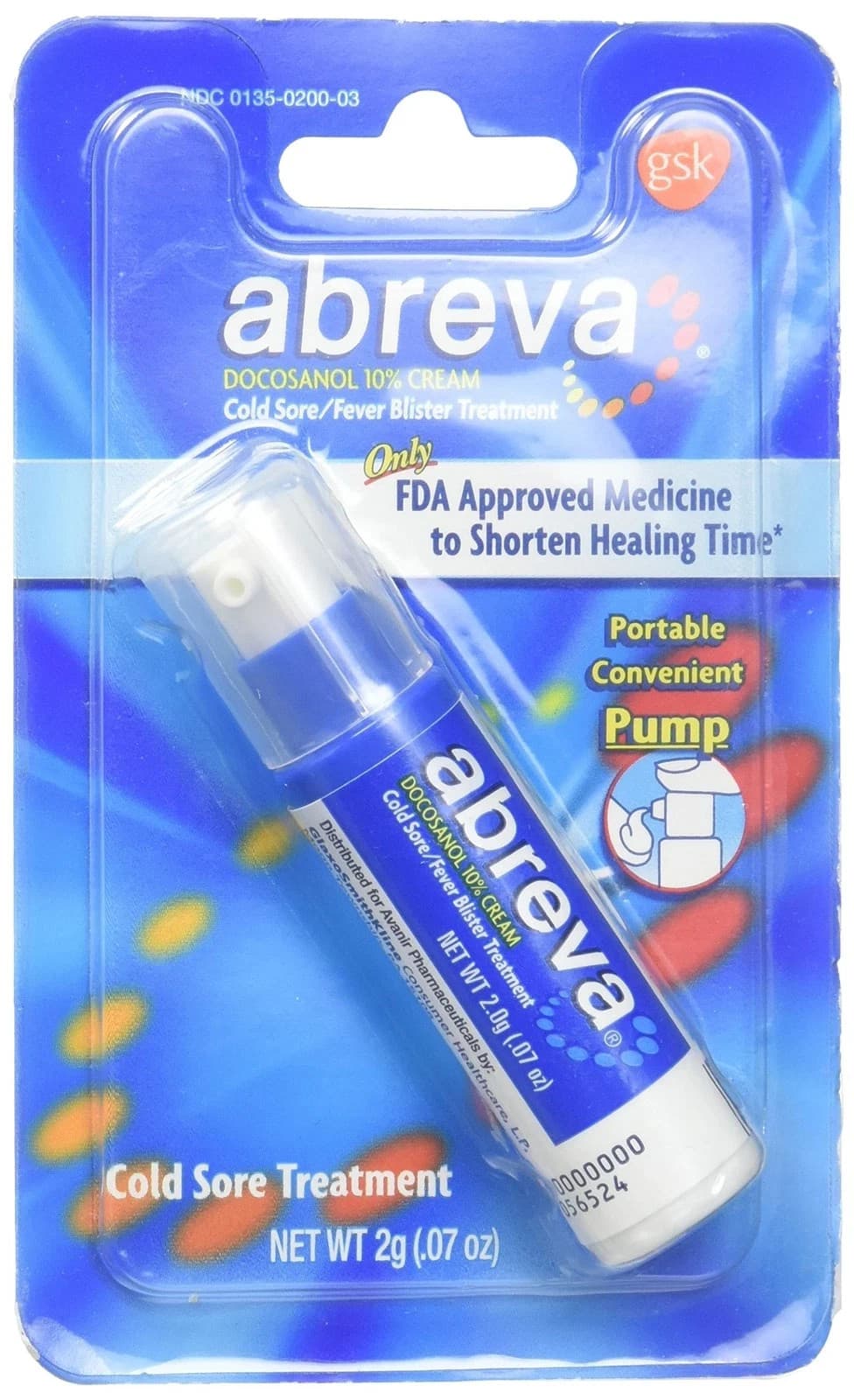 ABREVA PUMP COLD SORE CREAM 2GM  EXP : 03/2026