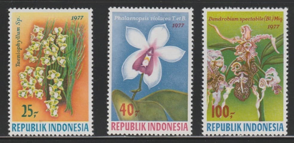 Indonesia    1977    Sc # 1010-12   Orchids   MNH   OG