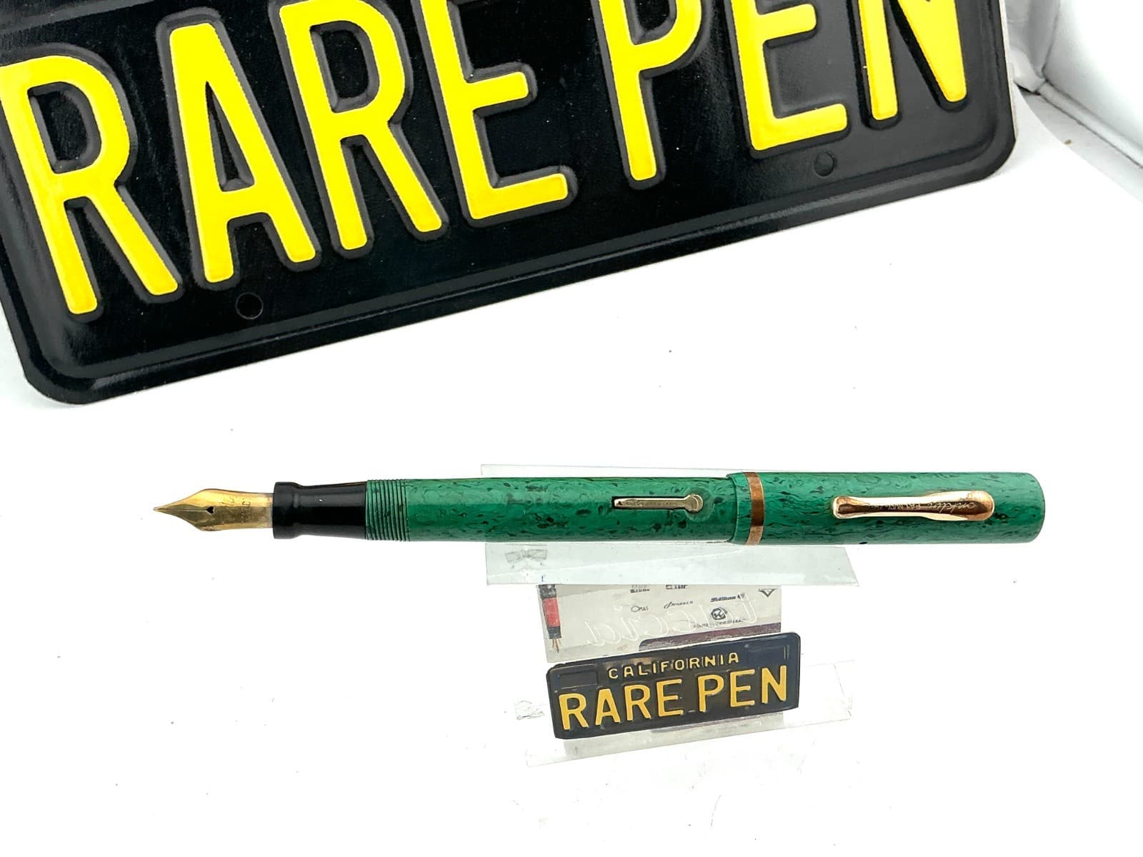 Vintage CONKLIN GREEN Celluloid Fountain Pen 14k Med nib Restored 5