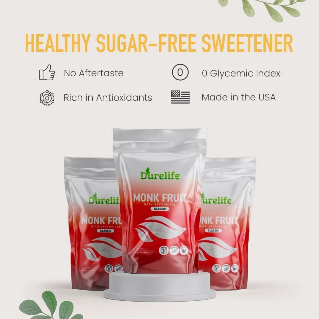 Durelife Monk Fruit Sweetener, White Sugar Substitute 5lb 6