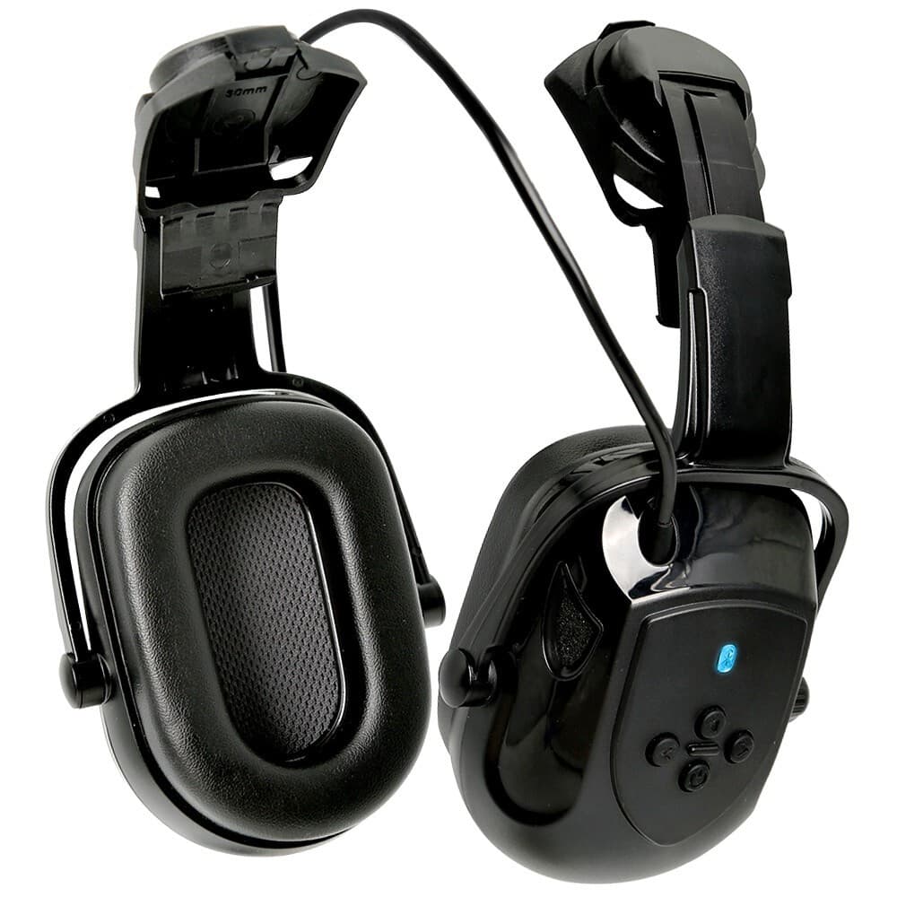 Bluetooth Earmuff Helmet Accessory NRR 29dB Adjustable Cap-mounted Earmuff Black