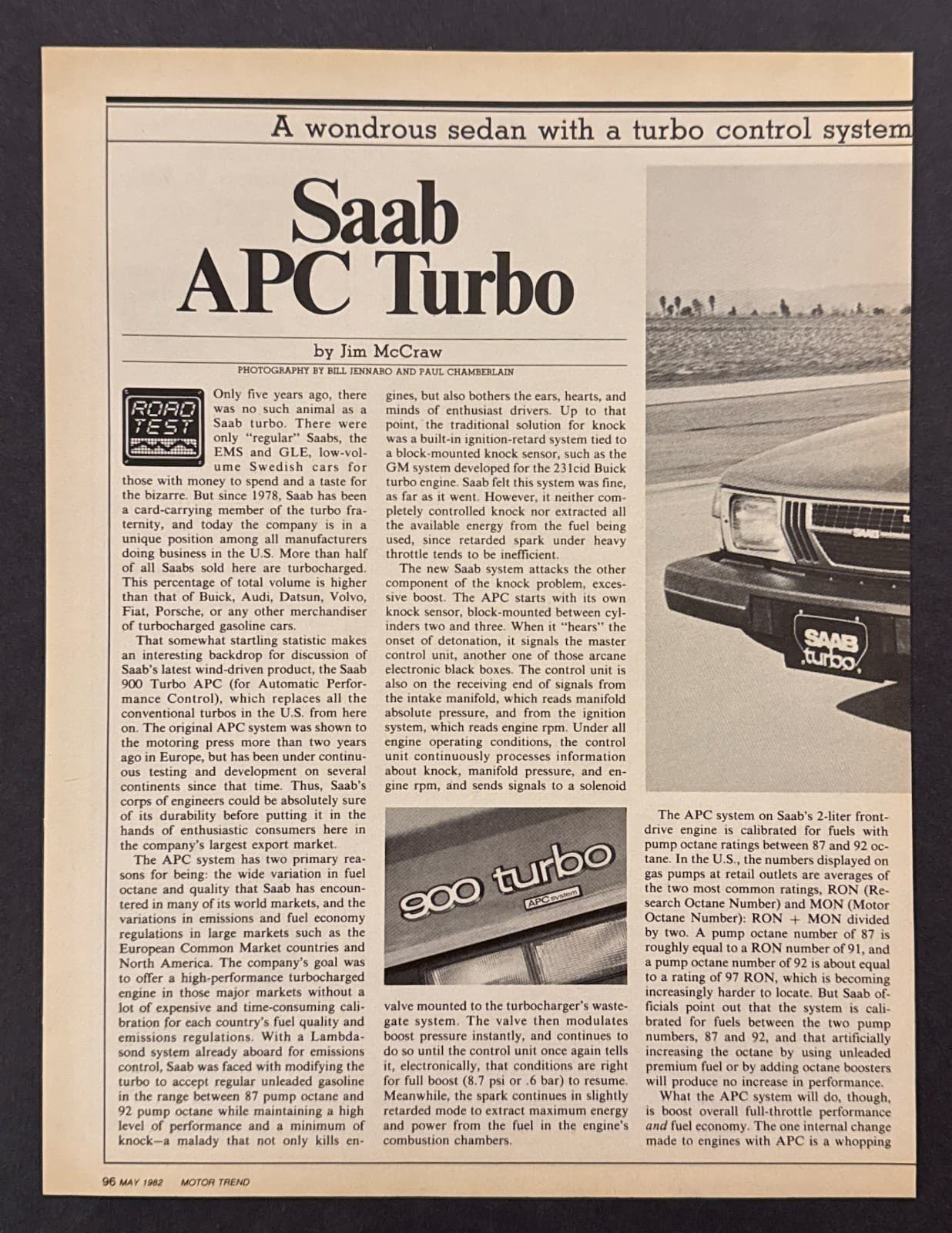 1982 Saab Turbo 900 APC Sedan Road Test Technical Data Photos Review Article