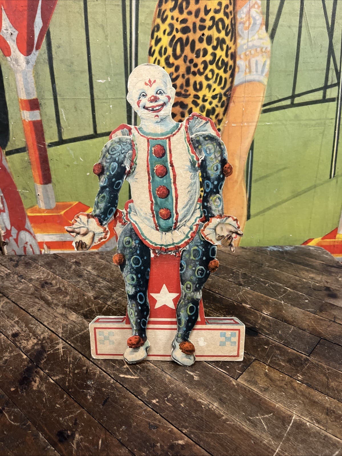 ANTIQUE C. 1910 CLOWN CARNIVAL COUNTERTOP DISPLAY SIGN CIRCUS FREAK SHOW RARE!!