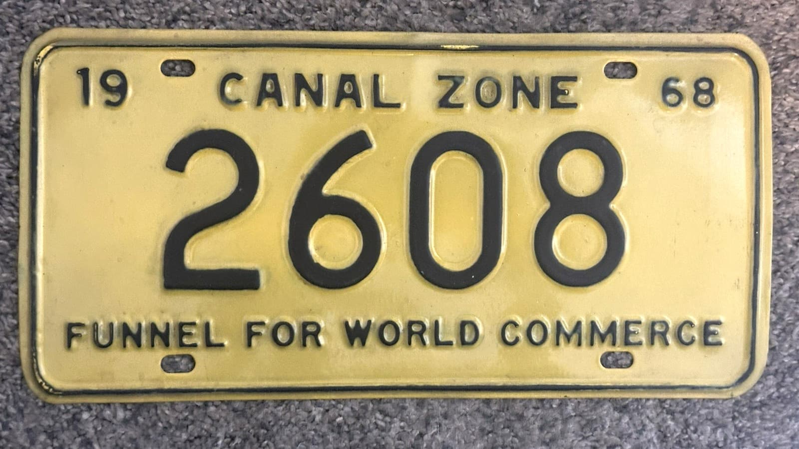 CANAL ZONE - 1968 Vehicle license plate  PANAMA - All original GREAT CONDITION 3