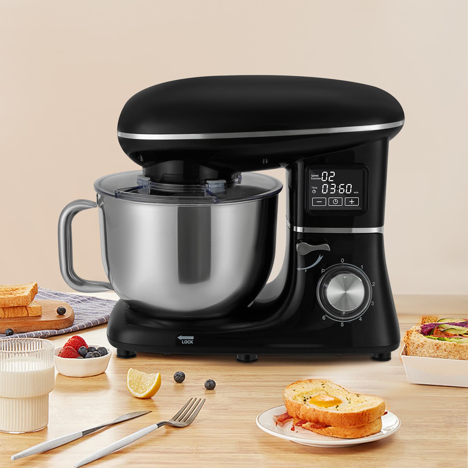 6.2L/6.5Qt Kitchen Electric Mixer Food Processor Dough Machine Knob Control 4