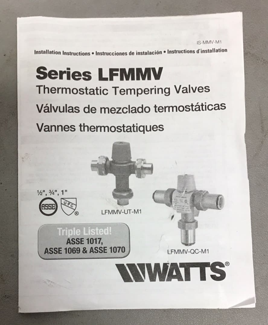 Watts  LFMMV-M1-UT Thermostatic Mixing Valve 29HZ39, 1/2" NPT (B151) 6