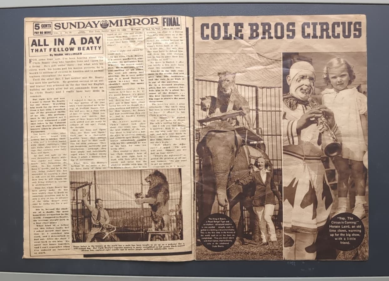 RARE 1936 Cole Bros. Circus w/ Clyde Beatty Souvenir Program Fair Condition  5