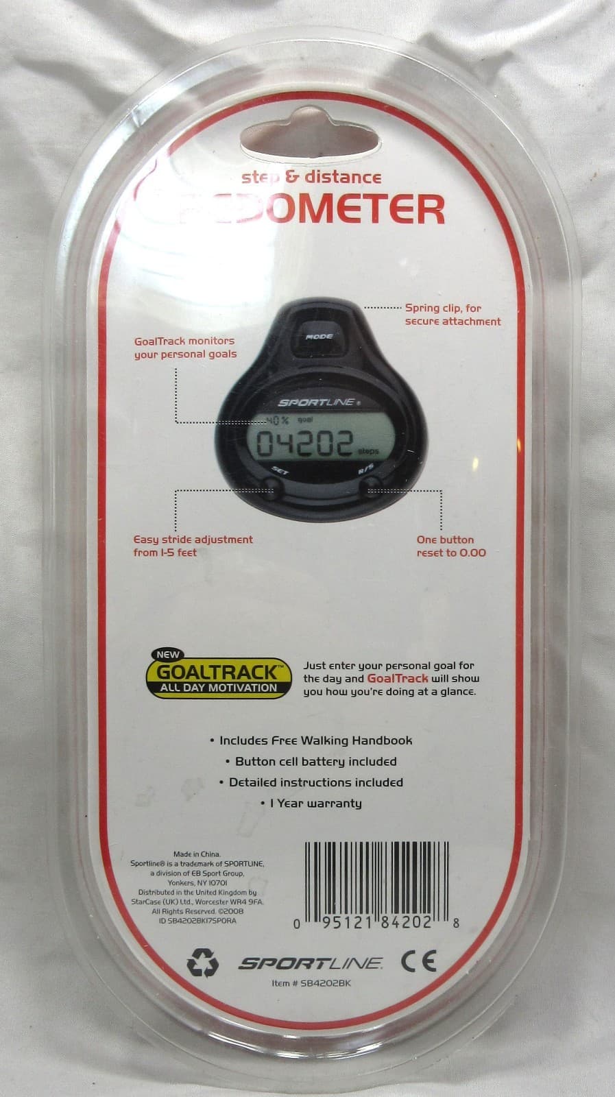 Sportline Step & Distance Pedometer Dual Function Easy To Use Accurate, Battery 3