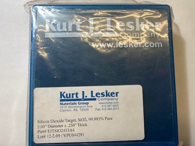 Kurt J. Lesker SILICON DIOXIDE (SiO2} Sputter Target, 3" X .250 THICK, NOS  4