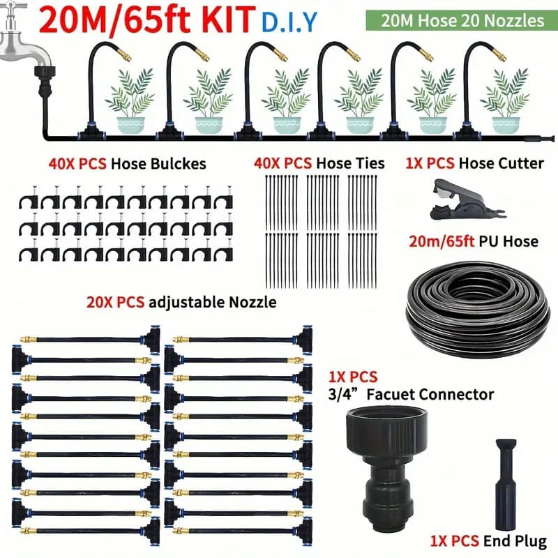 65Ft Drip Irrigation Kit Automatic Drip Irrigation System Garden Watering System 2