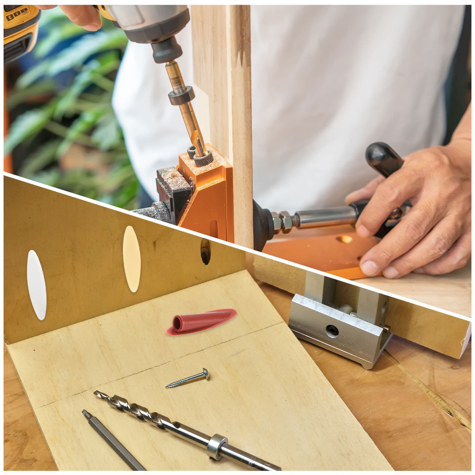 200Pcs 9mm Plastic Pocket Hole Plugs Slant Hole Caps for Wood Working, Black 6