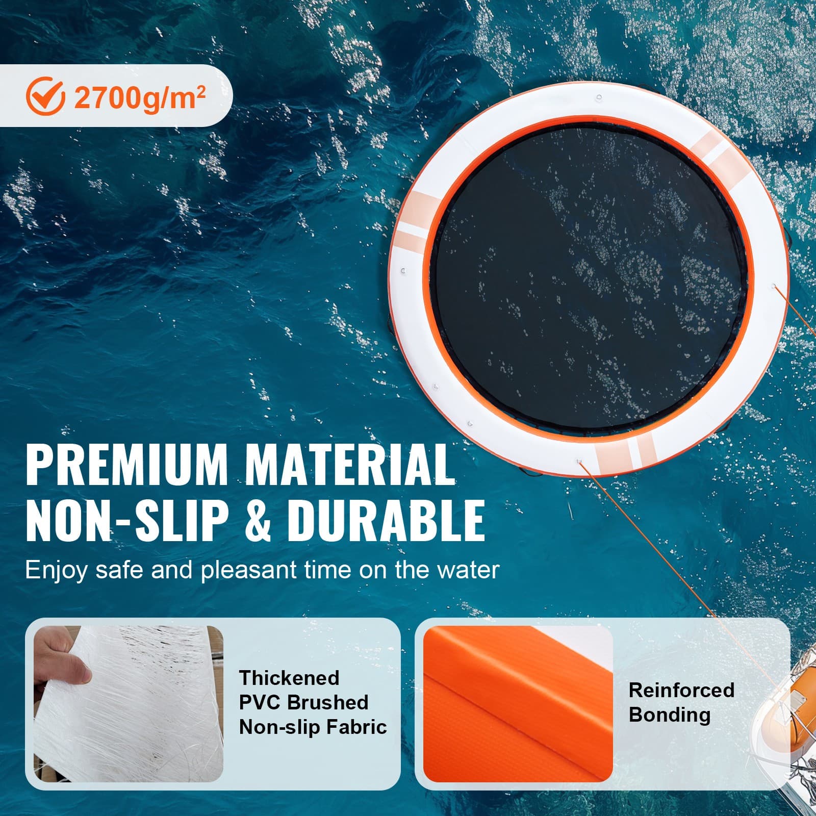 Uimoso Inflatable Floating Dock ø10FT Water Dock Platform with ø8FT Mesh Pool 3