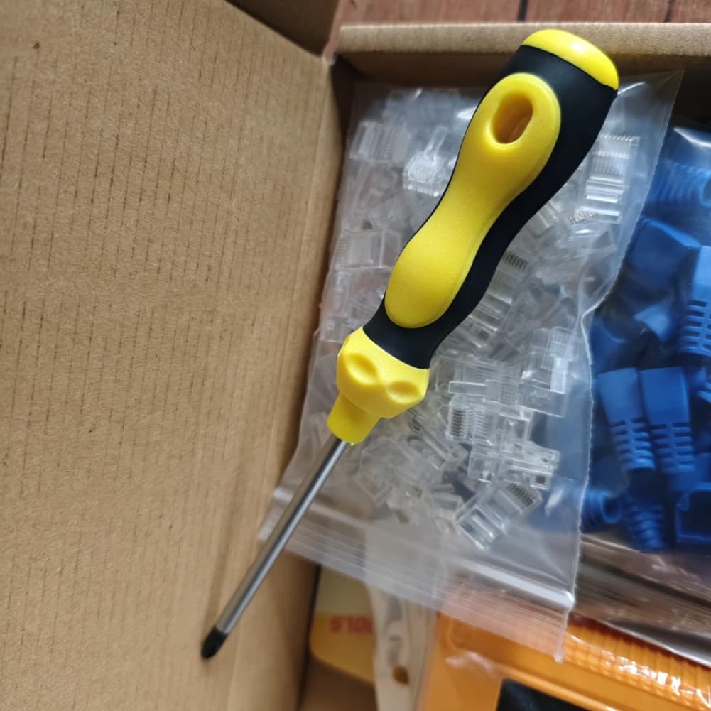 RJ45 Network Crim Cat5 Cat6 Cat7 Crimping Tool Kit Ethernet Pass Through Crimper 2