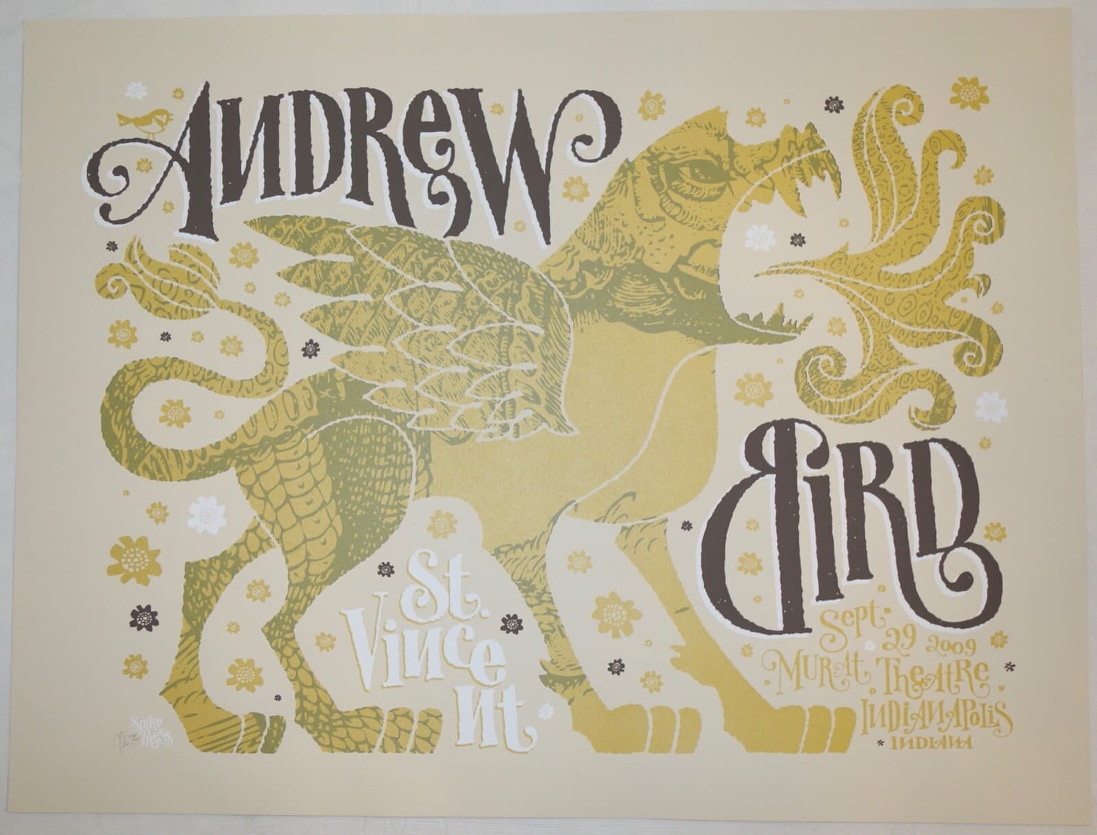 2009 Andrew Bird - Indianapolis Silkscreen Concert Poster s/n by Spike Press