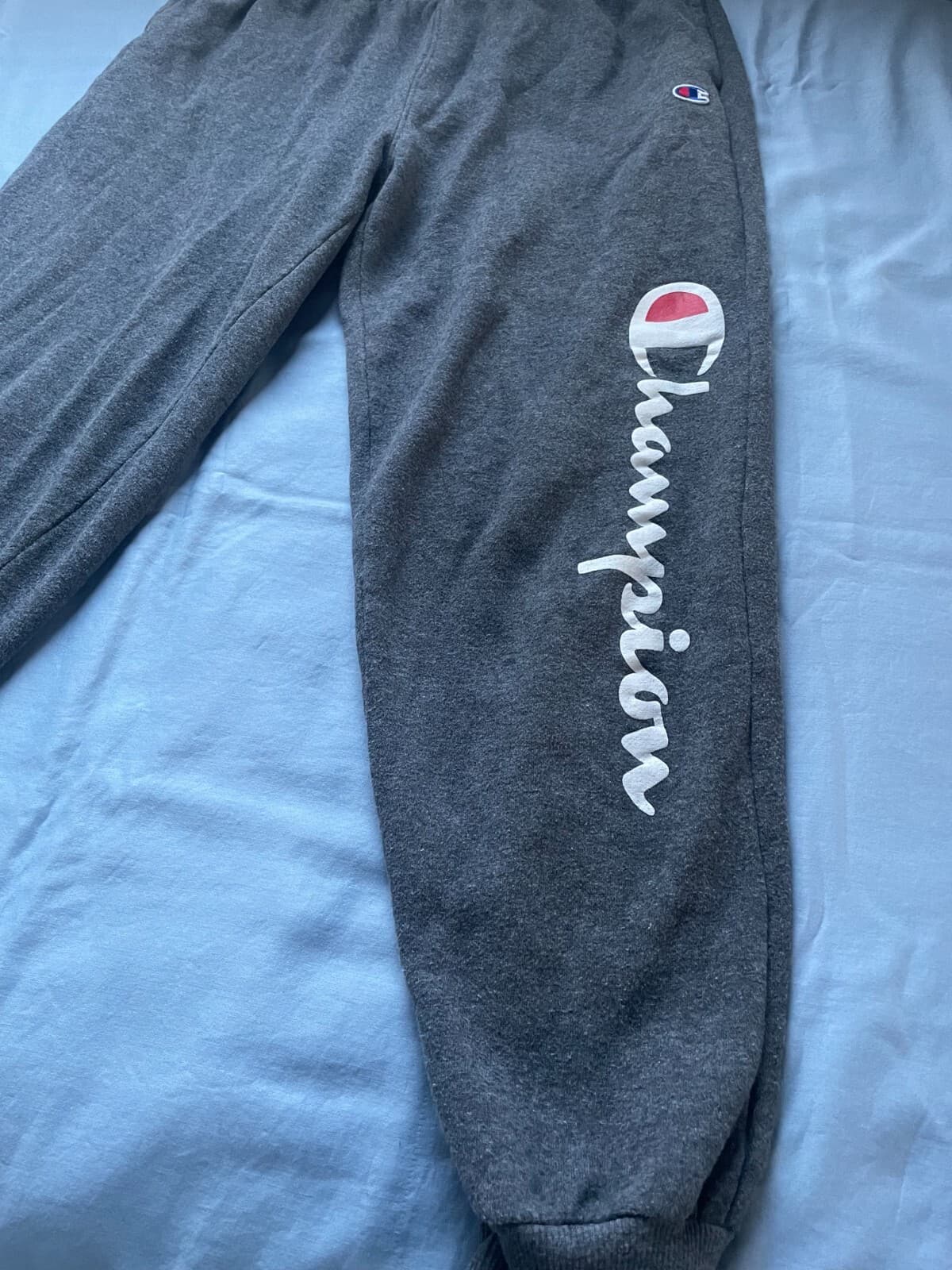 Champion Gray Jogger Sweatpants w/ White Logo Youth Boys Size XL 3