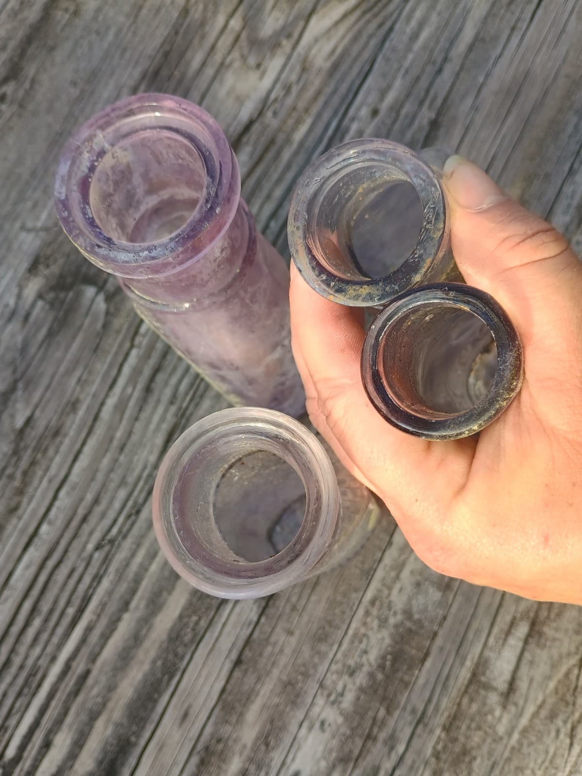 Lot Of 5 Antique Purple/Amethyst Condiment Bottles 4