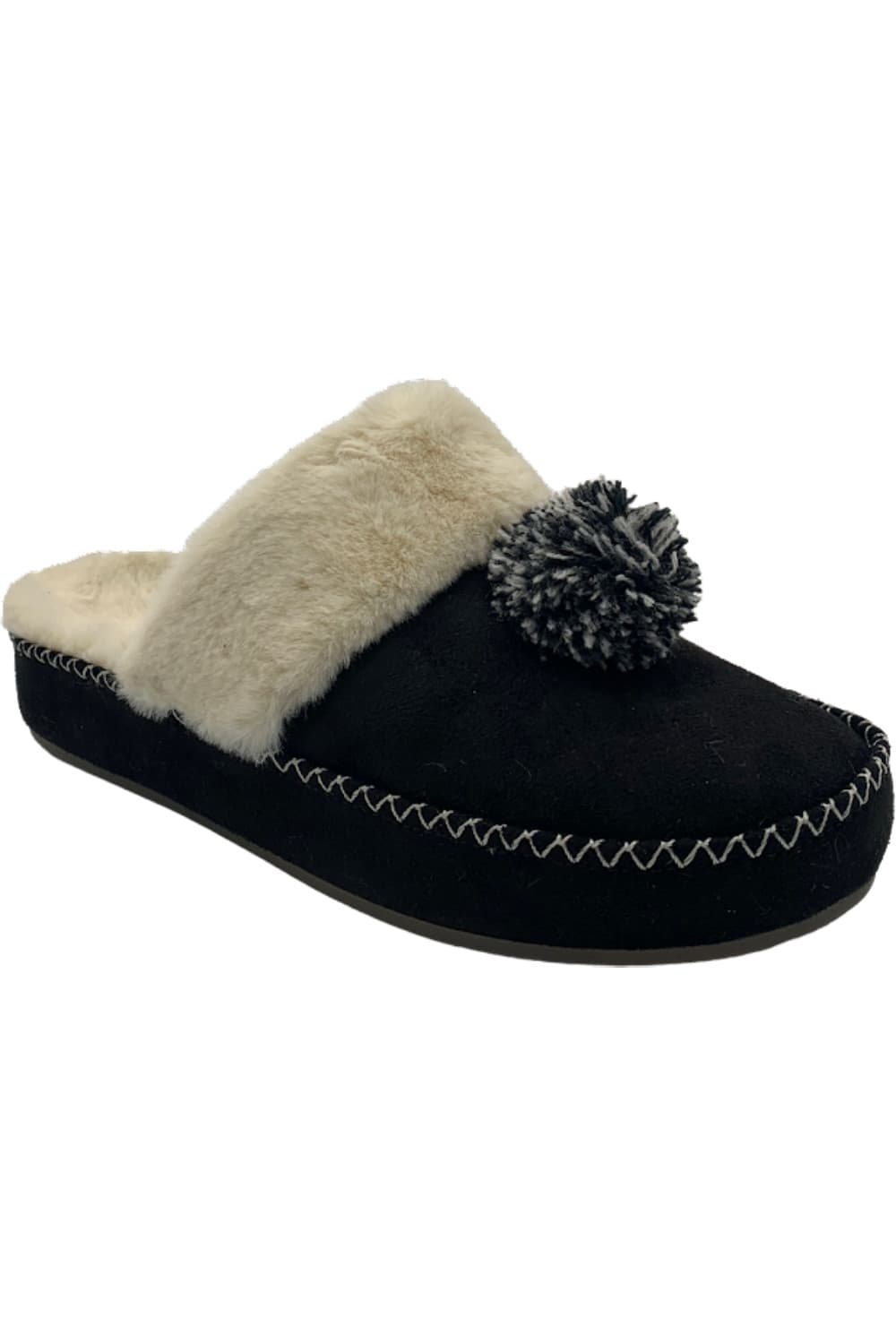 Vionic Women's Pom Pom Slippers Grace Black