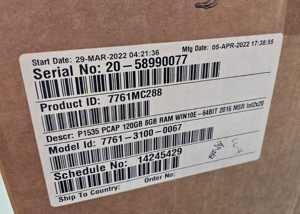 New NCR 7761 P1535 Touchscreen Terminal Display 1.6Ghz, 8GB RAM,120GB SSD, W7POS 6