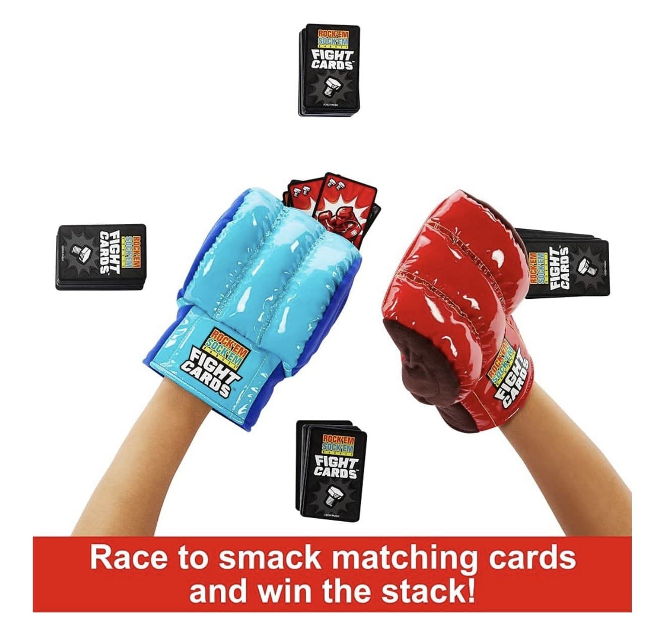 Mattel Games Rock ‘Em Sock ‘Em Robots Fight Cards Card Game 2 Boxing Gloves NEW 3