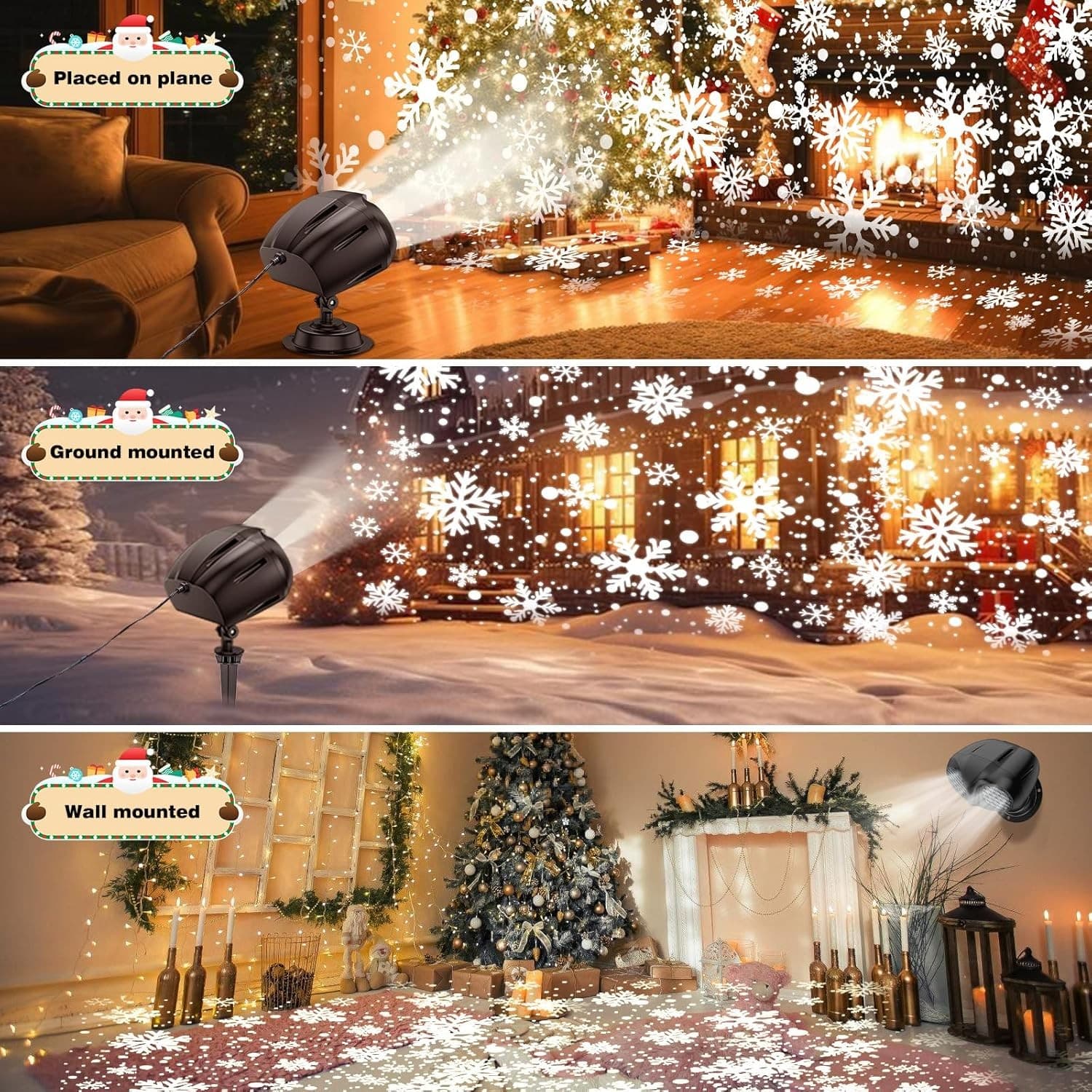 Christmas Projector Snowflake LED Moving Snowfall Laser Light Outdoor Landscape 2