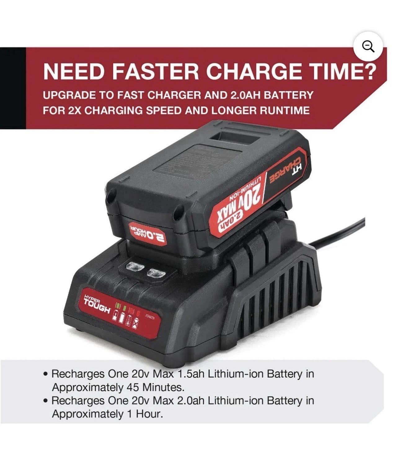 Hyper Tough 20V Lithium-Ion Fast Battery Charger Open Box for 20V Tools 2