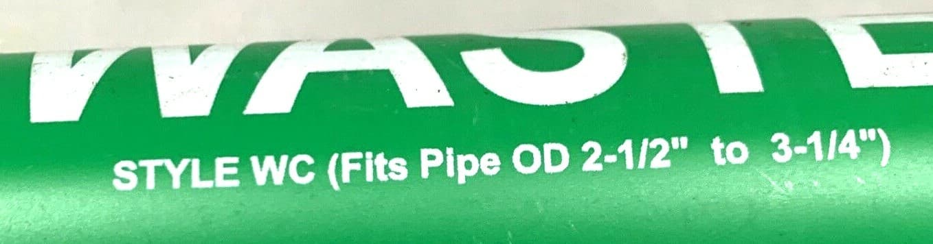 Waste Wrap Around Pipe Label Style WC Fits Pipe 2.5" to 3.25" 2