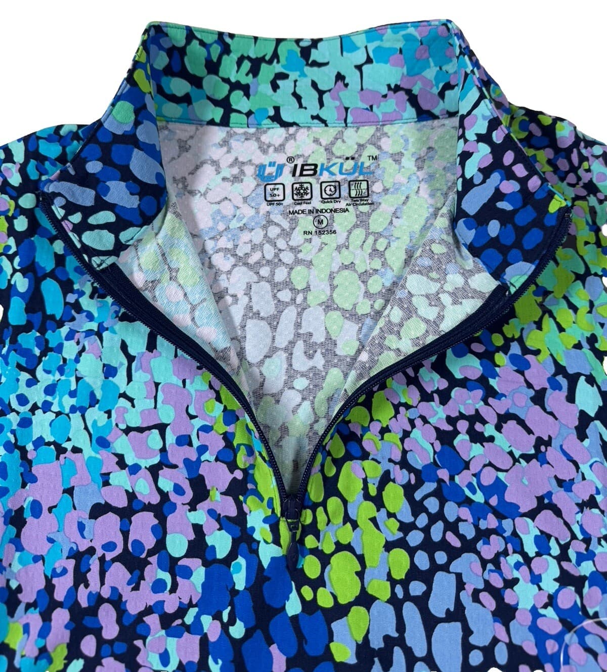 NWT IBKUL Golf Tennis 1/4 Zip Pullover Shirt S M Printed Longsleeve O1 6