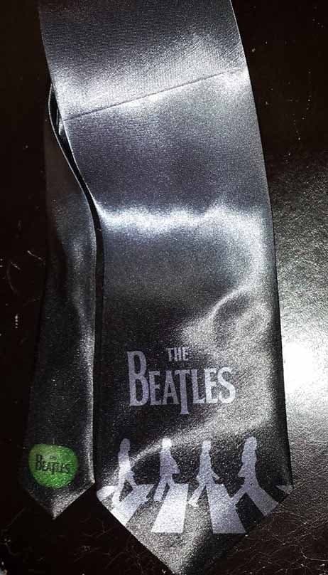 L@@K! The Beatles Grey Satin Neck Tie -  Abbey Road Apple records