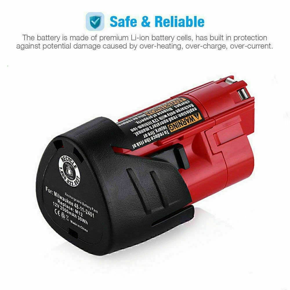 2PACK Lithium Battery For M12 For Milwaukee Battery 12VOLT Capacity Battery 4