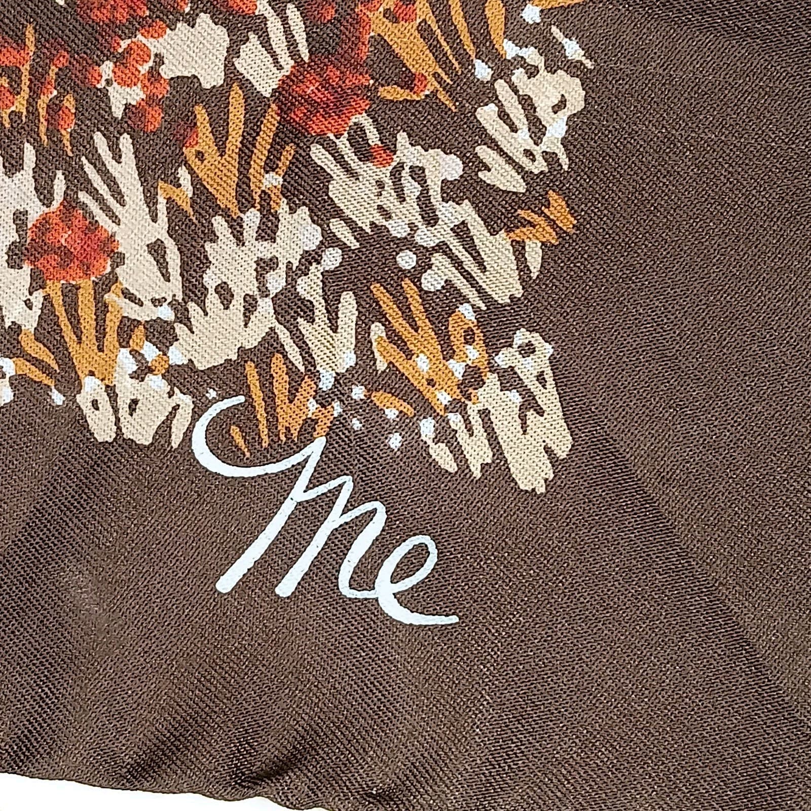 VTG Mr Emperor Square Scarf Brown Rust Tan Floral Botanical Abstract Italy 26x26 3
