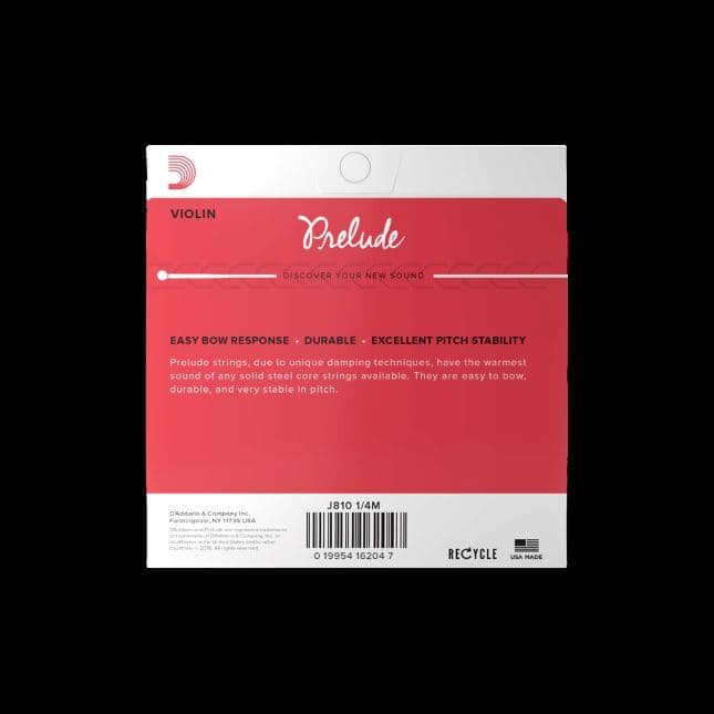 D'Addario J810 1/4M Prelude Violin String Set, 1/4 Scale, Medium Tension 2