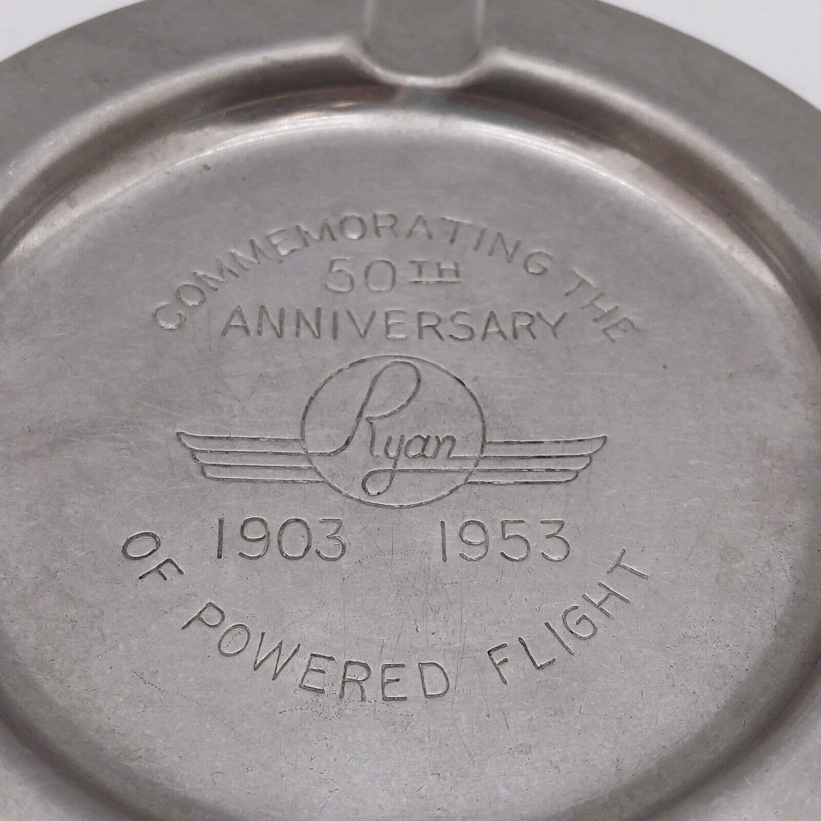 Ryan Aeronautical Company 50th Anniversary 1903-1953 Stainless Steel Ashtray vtg 5
