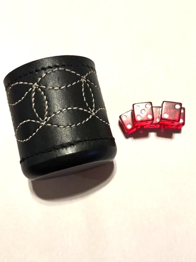 LEATHER DICE CUP COMMERCIAL GRADE HAND STICHED RIBBED INSIDE REG SIZE SHIPS FREE 6