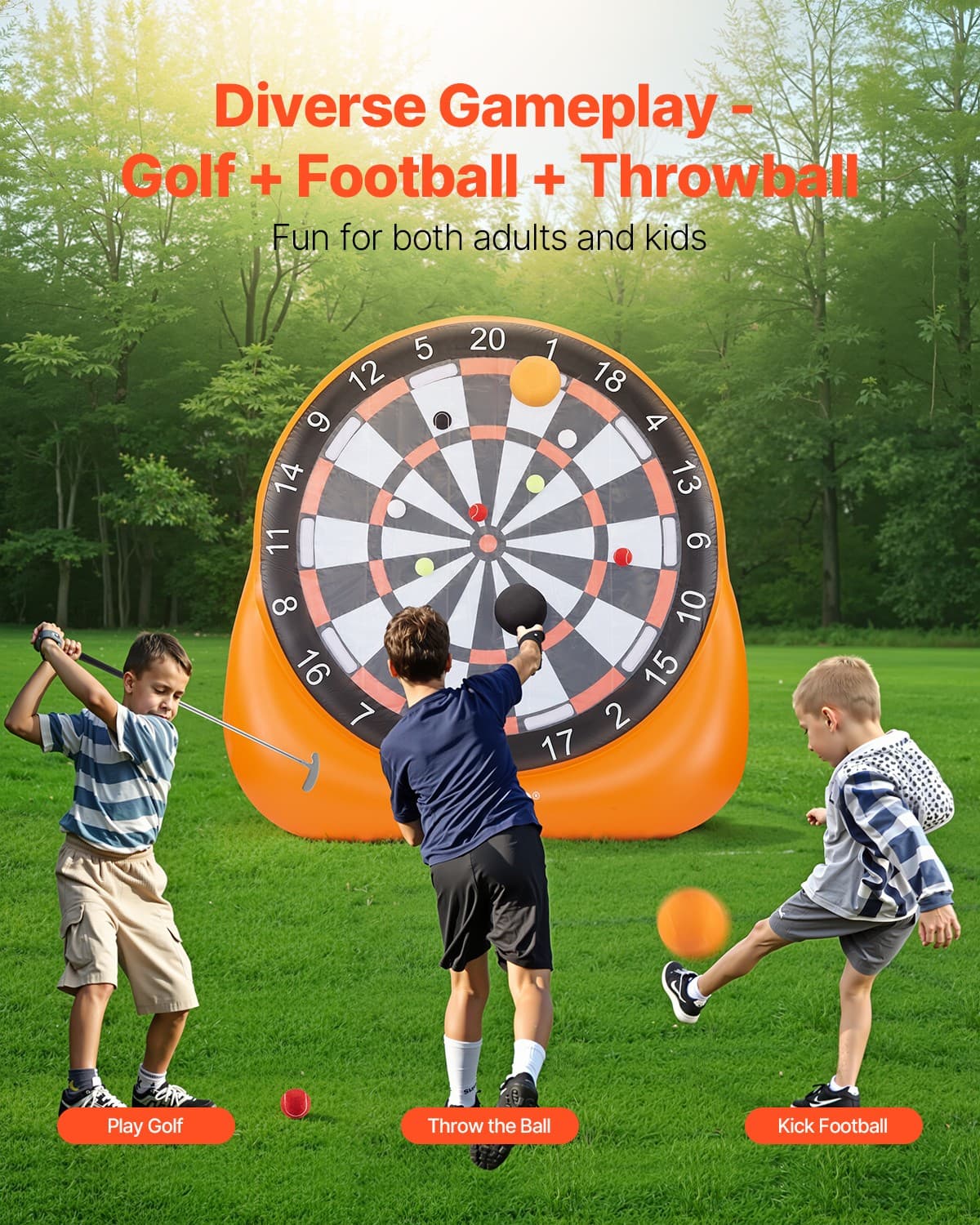 VEVOR Inflatable Soccer Dart Board over 6 ft with 4 Kick Balls 12 Tennis Pump 2