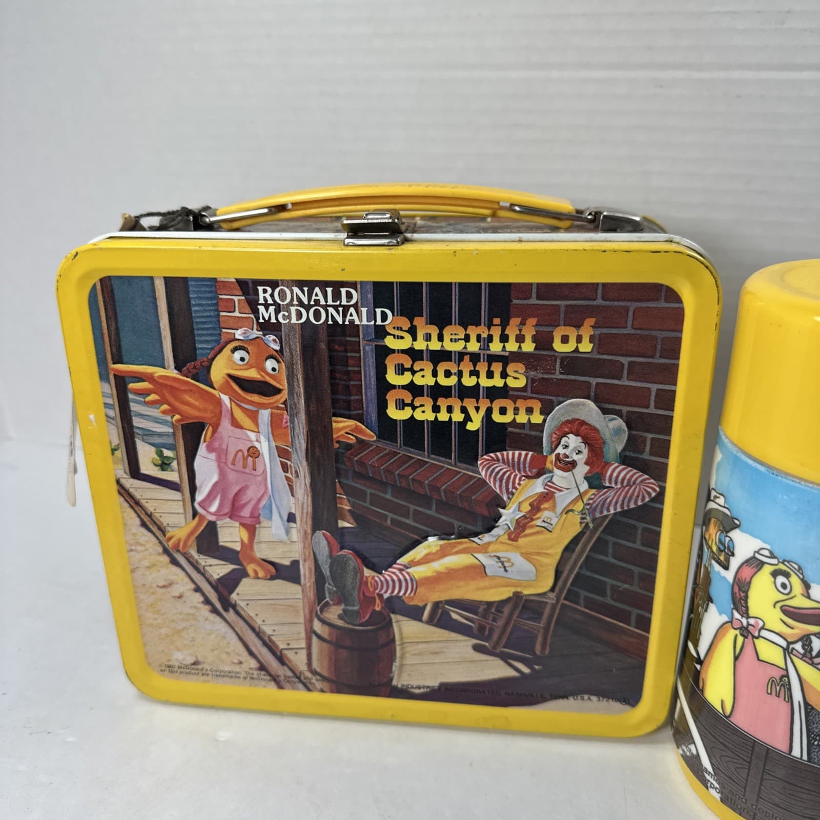 Ronald McDonald Sheriff Cactus Canyon McDonald's Lunchbox Lunch Thermos 1982 NWT 3