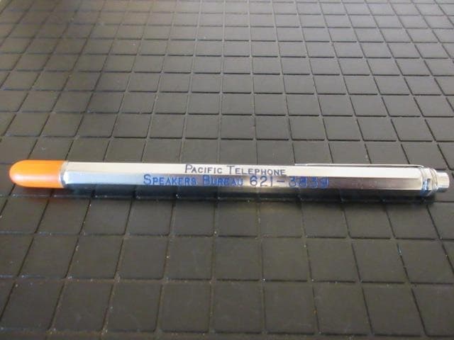 Vintage Pacific Telephone 24" Telescoping Ink Pen Pointer Orange Cap