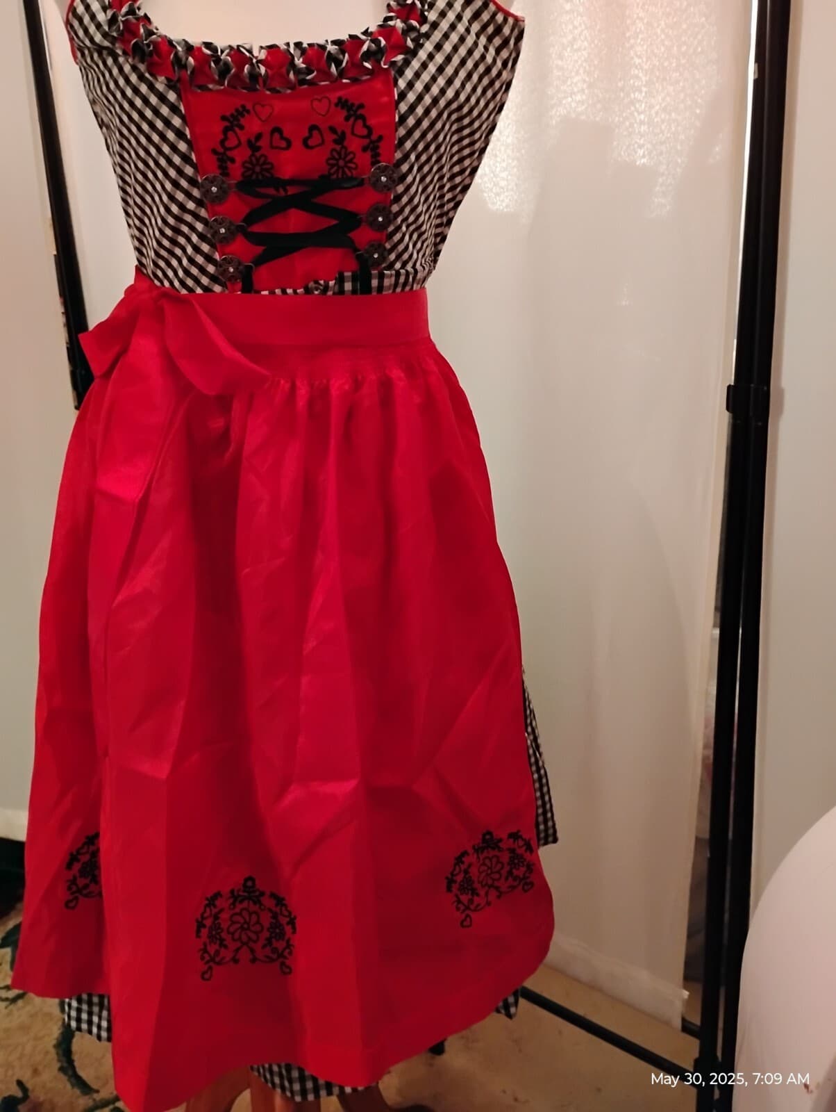 sz 4,NEW! Germany,Trachten,Oktoberfest,Dirndl Dress,3-pc,Black/RED FREE Blouse 4