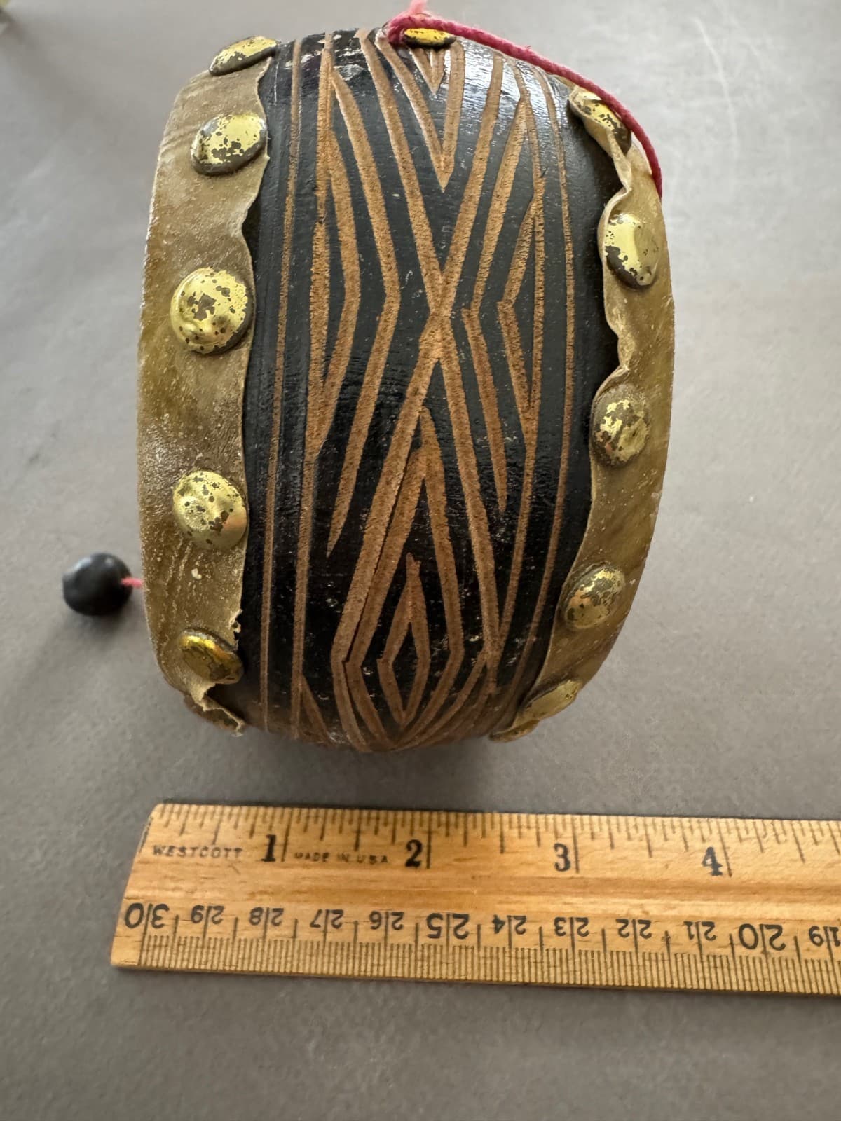 JAPANESE DEN DEN DAIKO SPINNING PERCUSSION PELLET DRUM HAND CARVED WOOD VTG 3