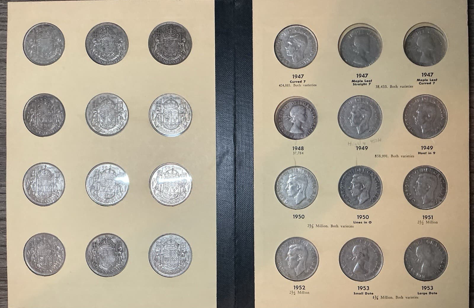 Library of Coins CANADA 50 CENTS Part 2. 1937 TO DATE 3 Coins Missing .80 Silver 3