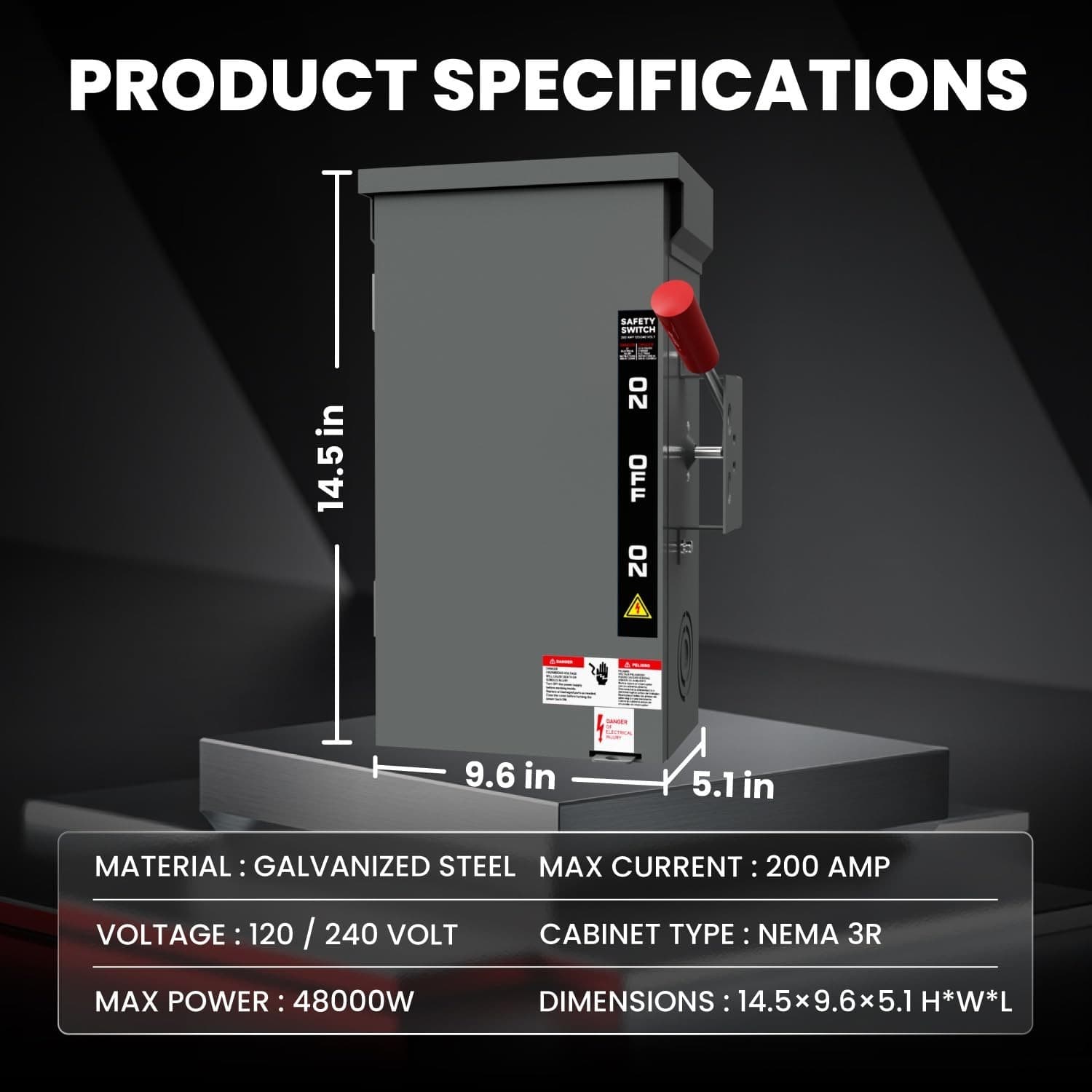 200A Manual Generator Transfer Switch,Heavy Duty 48000W General Double-Throw 6