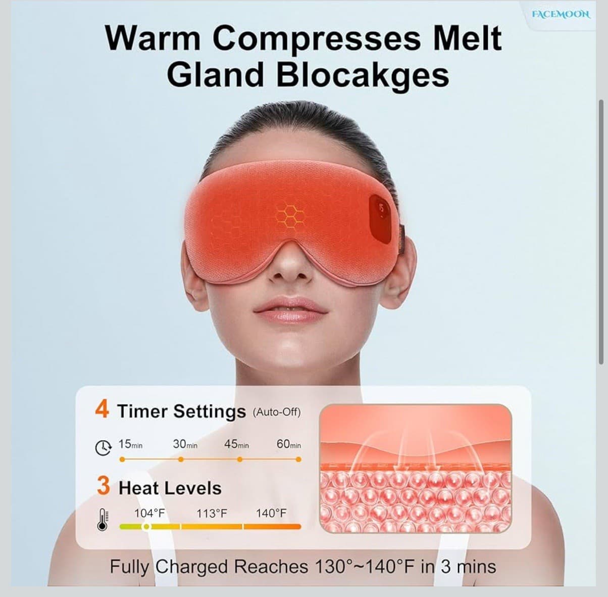 Heated Eye Mask for Warm Compress: Dry Eyes Blepharitis Stye Moist ... Fast Ship 4