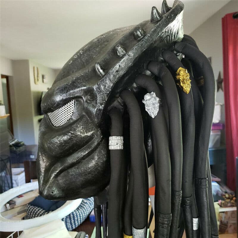 US STOCK Predator Alien vs Predator Mask w/ Braid Halloween Cosplay Props Helmet 6