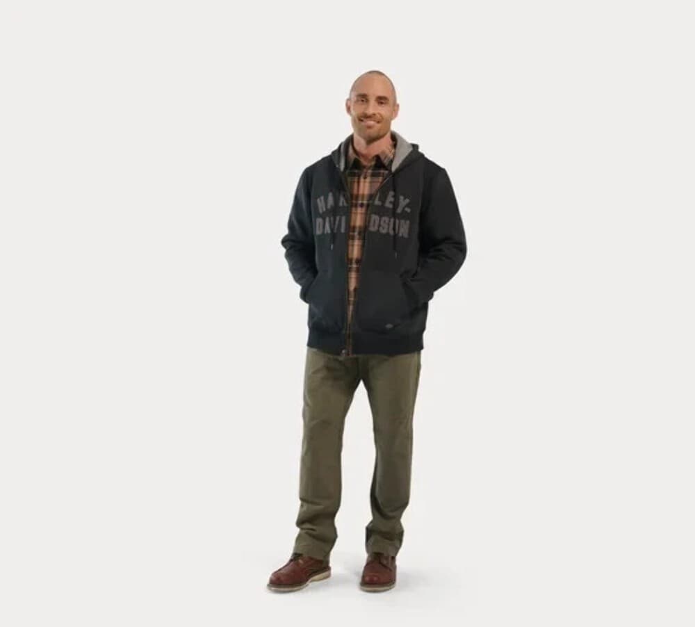 NEW HARLEY DAVIDSON 96018-23VM Men's Staple Zip-Up Hoodie Black Beauty L 4