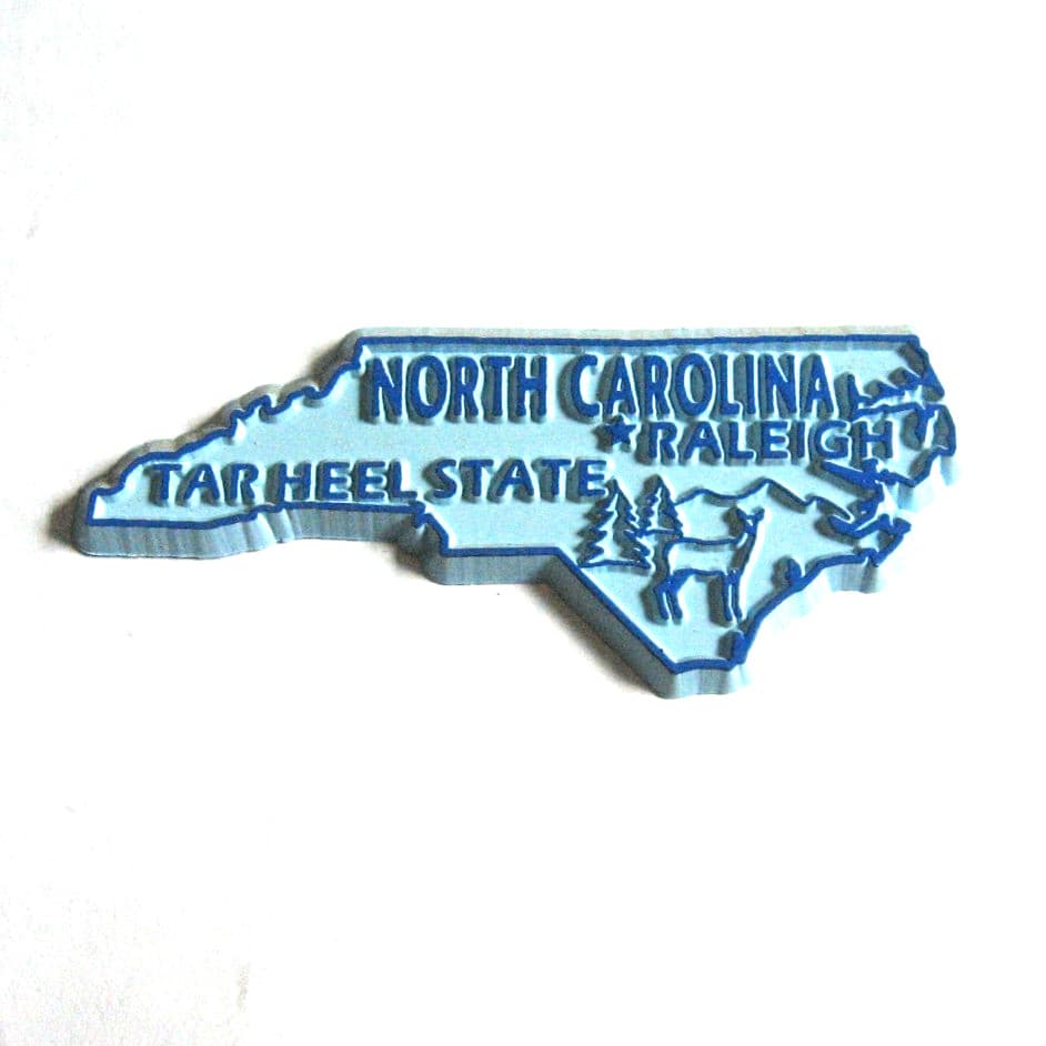 North Carolina Souvenir Magnet Tar Heel State Trees Deer Raleigh State Shaped